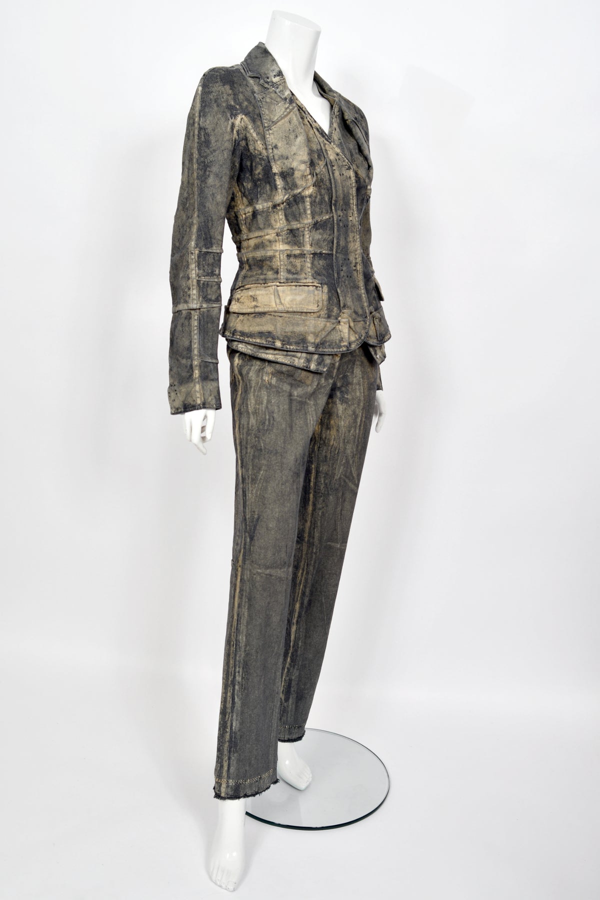 2006 Christian Dior by John Galliano Runway Painted Denim Jacket &amp; Pants w/ Tags
