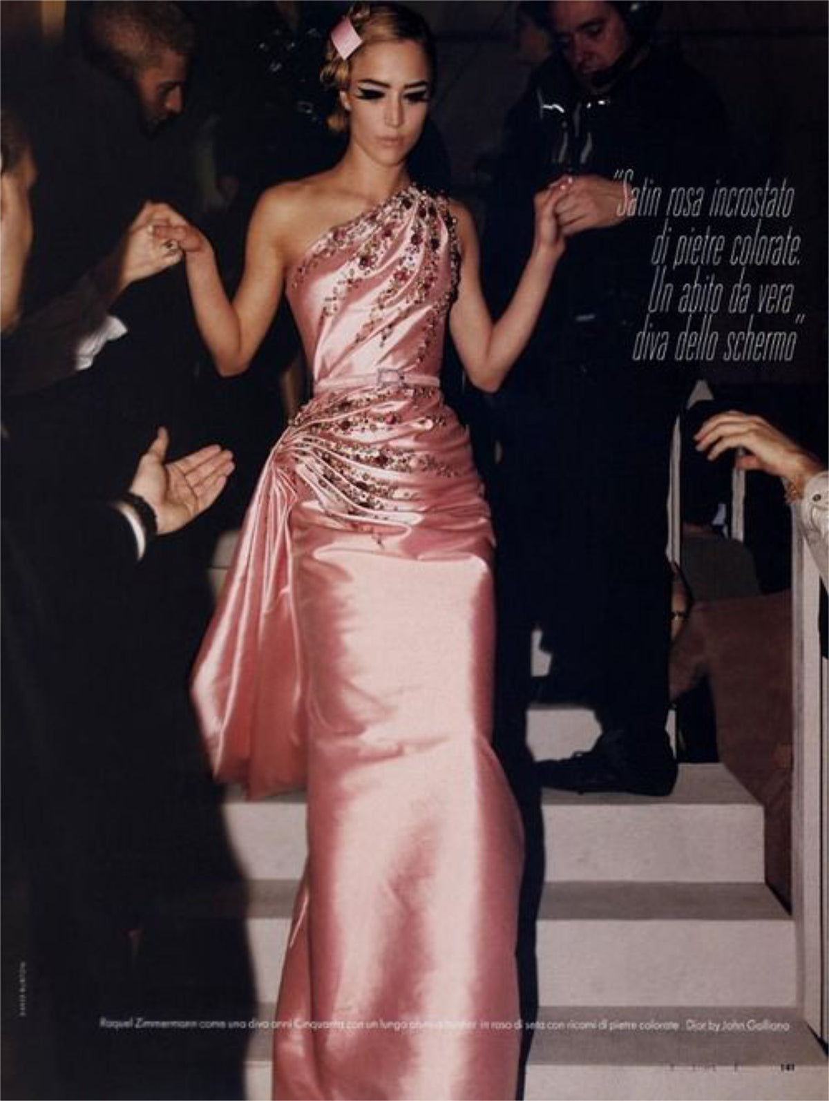 2007 Christian Dior by John Galliano Beaded Pink Silk Asymmetric Sculptural Gown