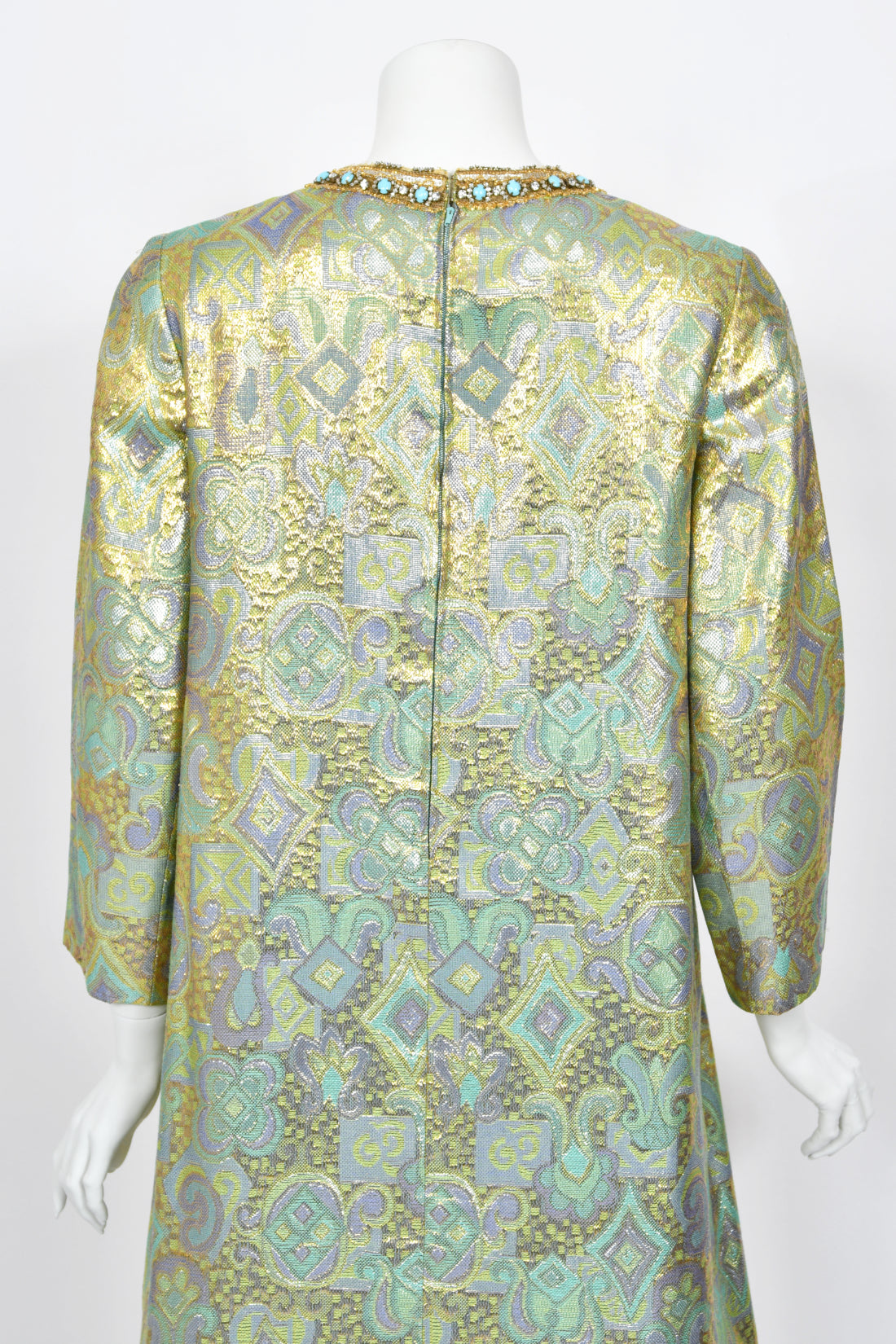 1960&#39;s Bob Bugnand Couture Beaded Metallic Silk-Brocade Dress &amp; Matching Coat