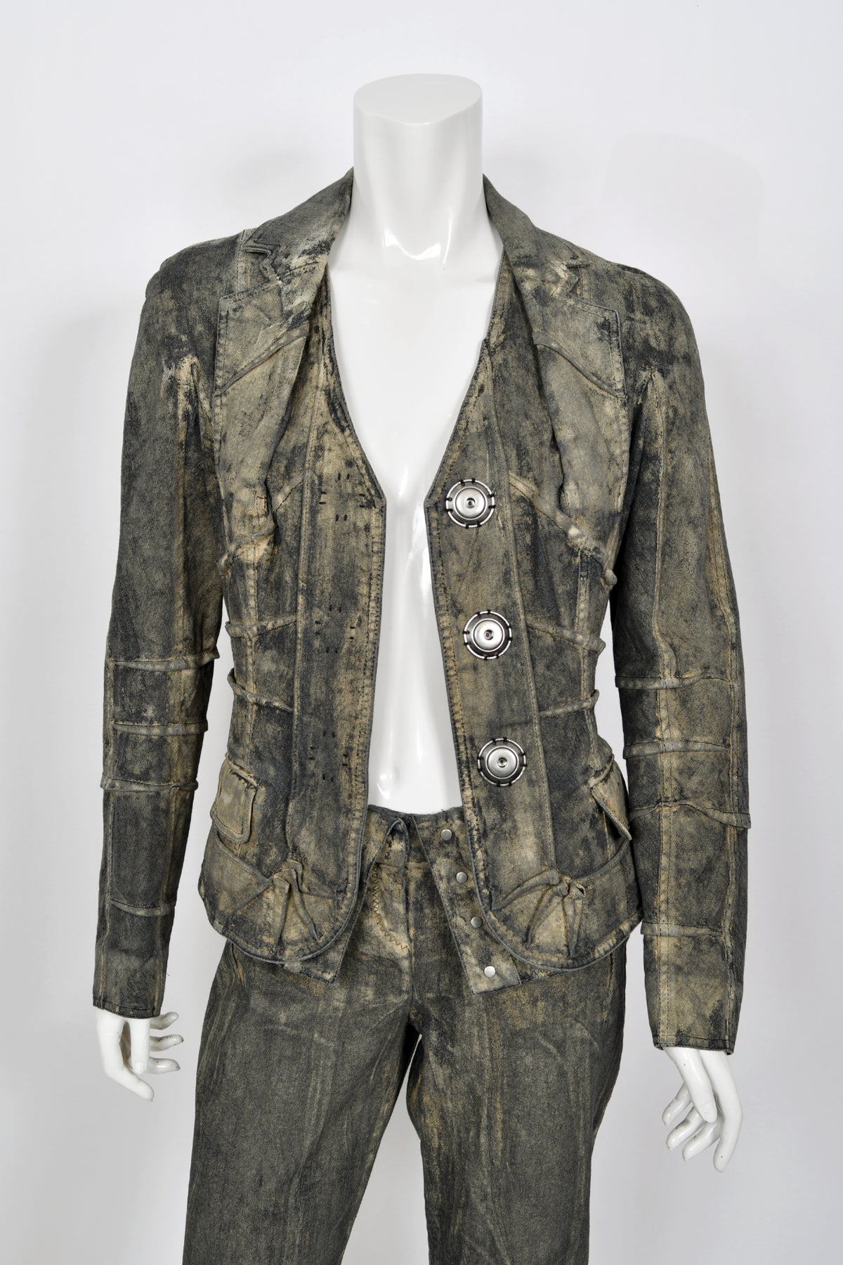 2006 Christian Dior by John Galliano Runway Painted Denim Jacket &amp; Pants w/ Tags