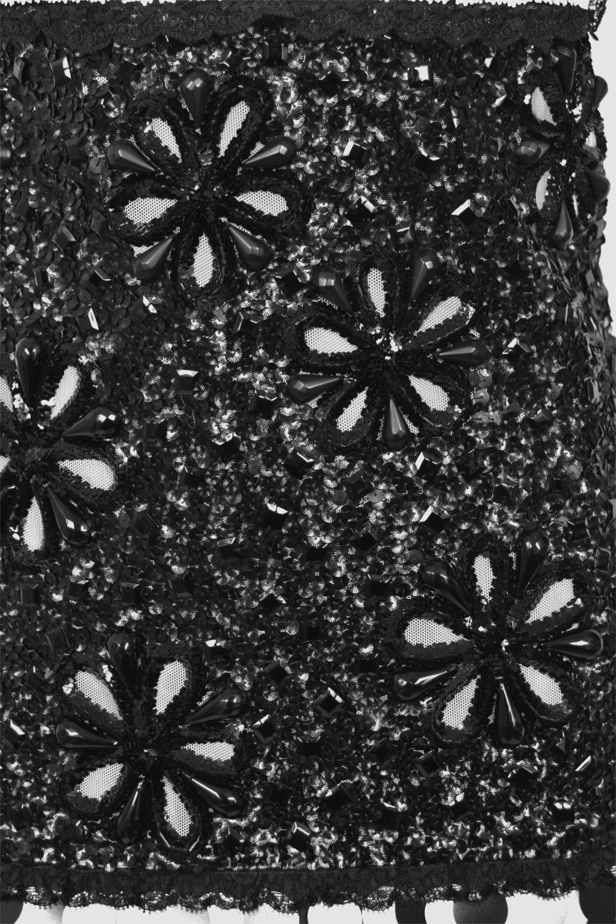 2011 Chanel by Karl Lagerfeld Runway Sample Black &amp; White Beaded Sequin Lace Dress