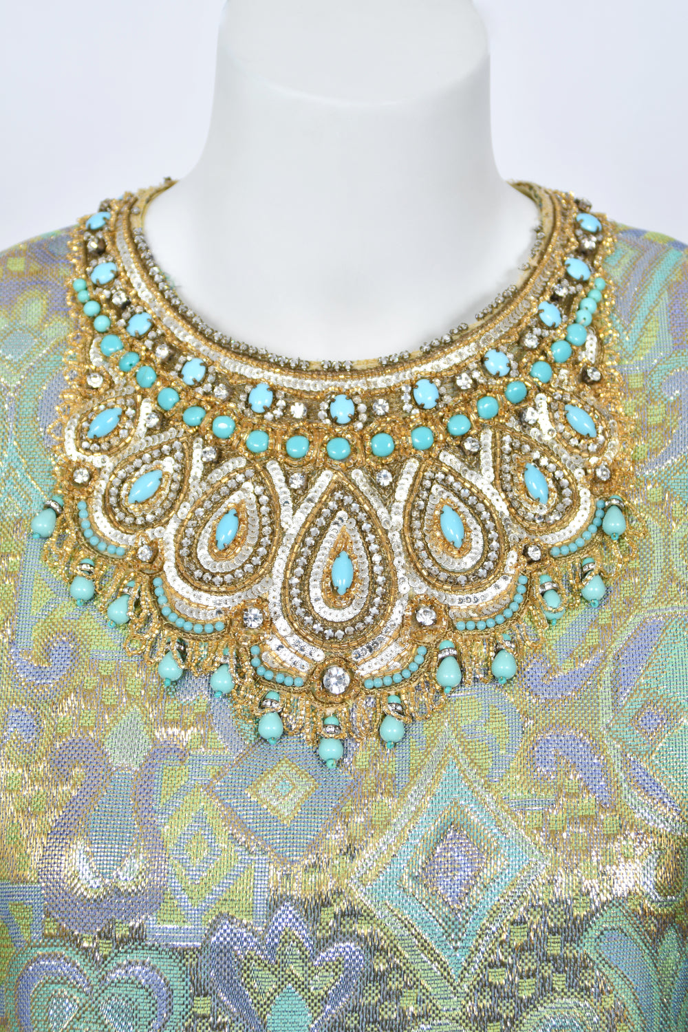 1960&#39;s Bob Bugnand Couture Beaded Metallic Silk-Brocade Dress &amp; Matching Coat