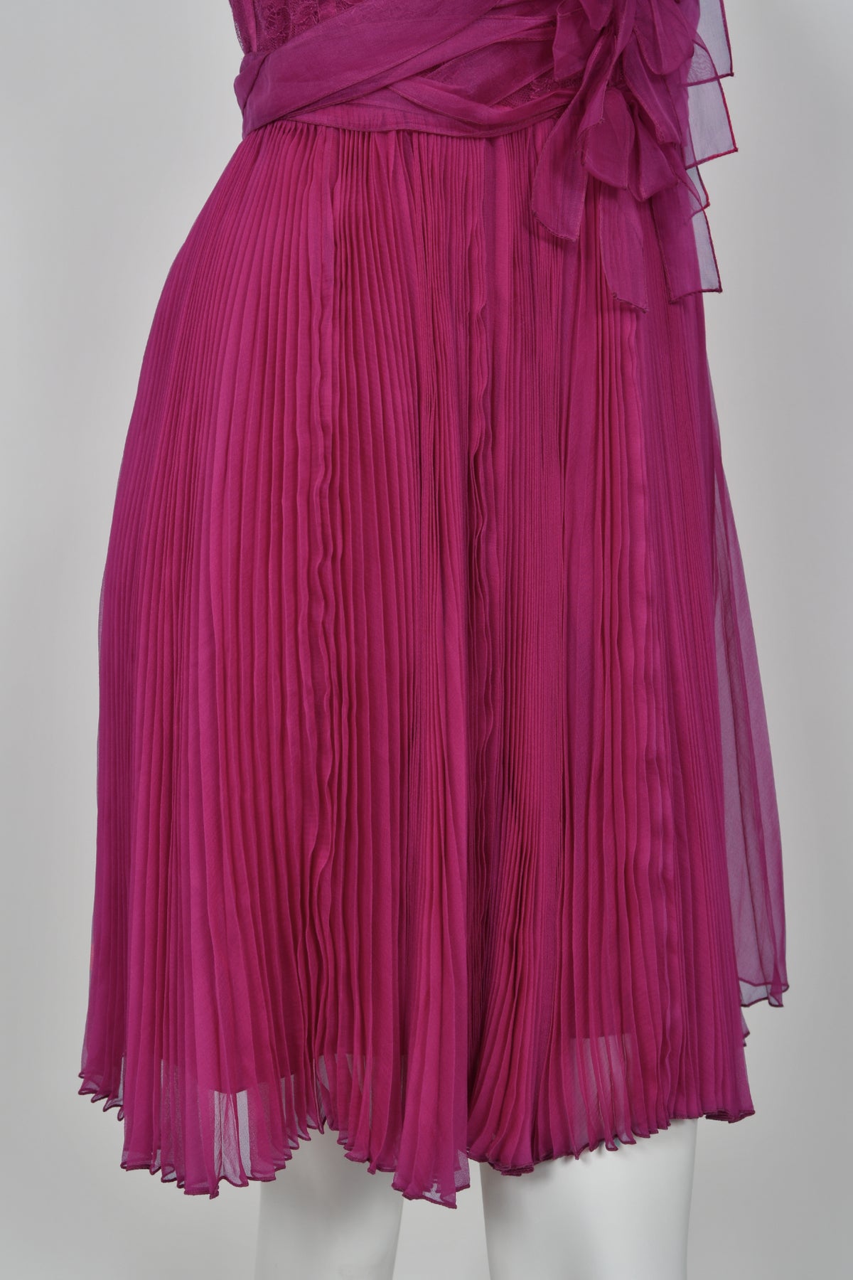 2010 Christian Dior by John Galliano Fuchsia Pink Pleated Sheer Silk Lingerie Dress