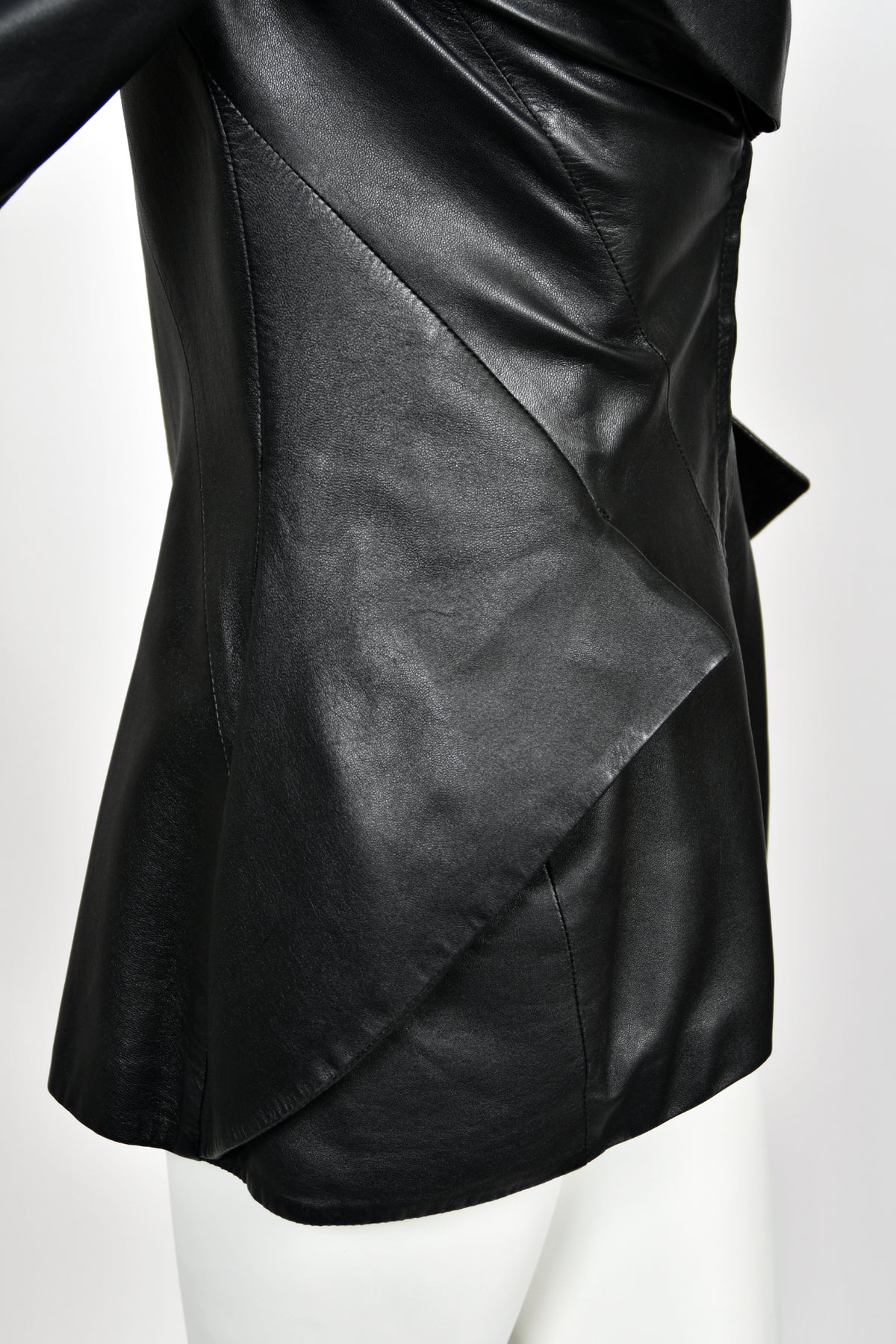 1998 Alexander McQueen Lifetime &#39;Joan&#39; Collection Black Leather Sculpted Jacket