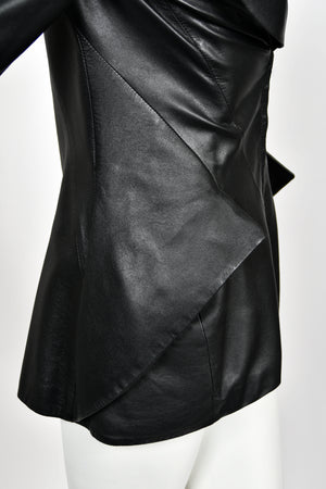 1998 Alexander McQueen Lifetime 'Joan' Collection Black Leather Sculpted Jacket