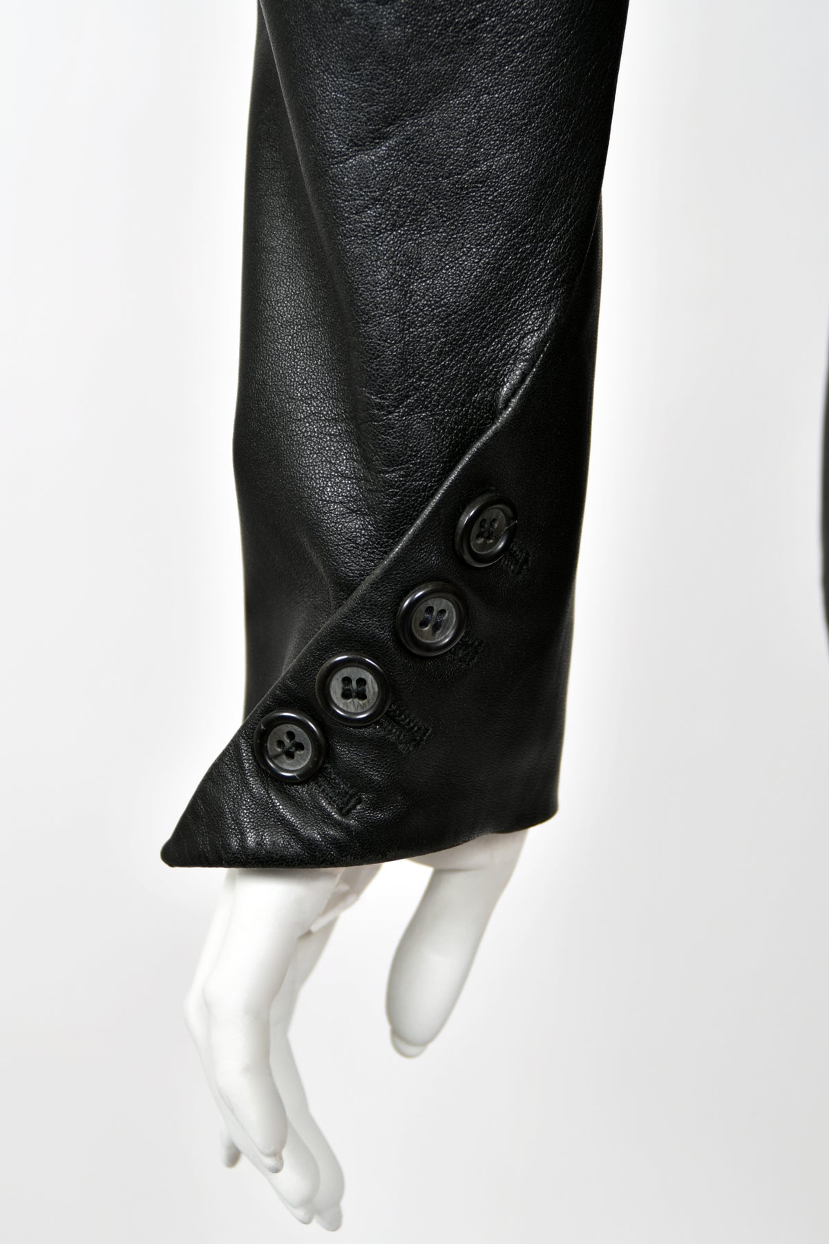 1998 Alexander McQueen Lifetime &#39;Joan&#39; Collection Black Leather Sculpted Jacket