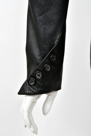 1998 Alexander McQueen Lifetime 'Joan' Collection Black Leather Sculpted Jacket