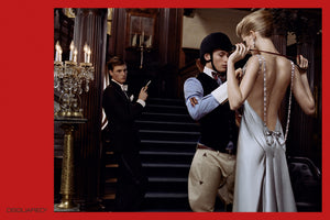 2006 Dsquared2 Platinum Silk Jeweled Backless Trained Glamour Gown