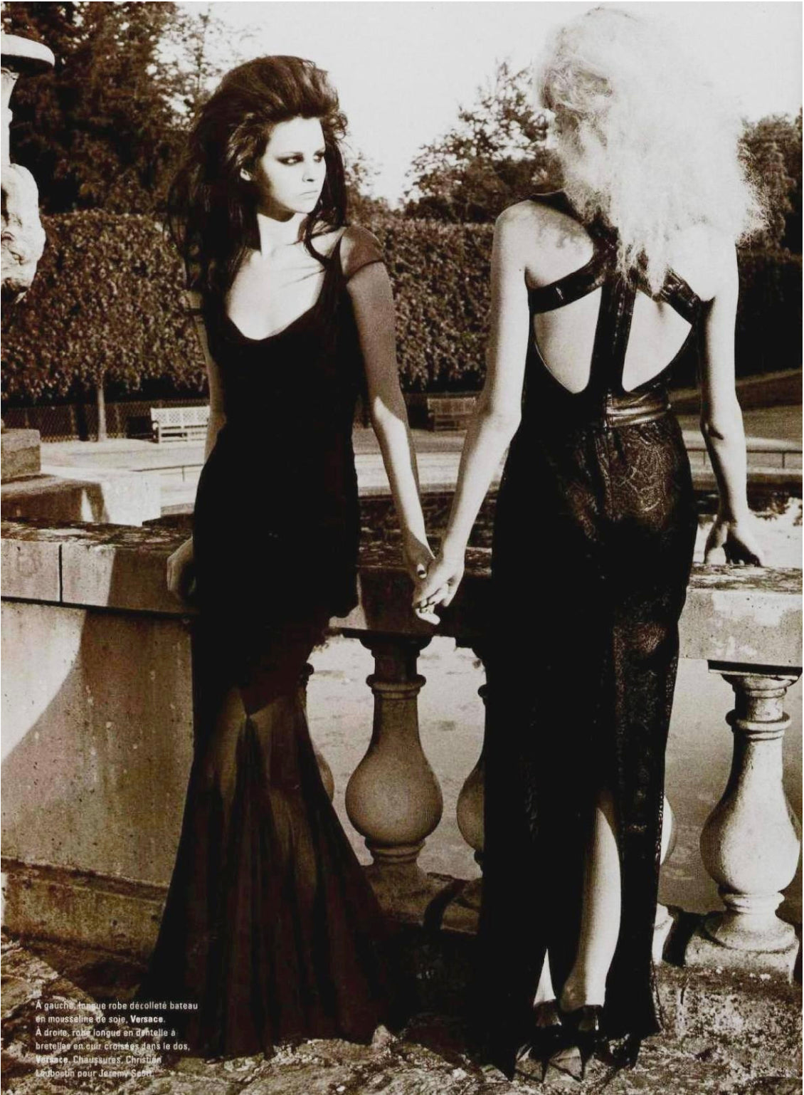 2001 Vintage Versace Couture Documented Runway Black Sheer Silk & Leather Bias-Cut Gown - Timeless Vixen 2001 Vintage Versace Couture Documented Runway Black Sheer Silk & Leather Bias-Cut Gown - Timeless Vixen