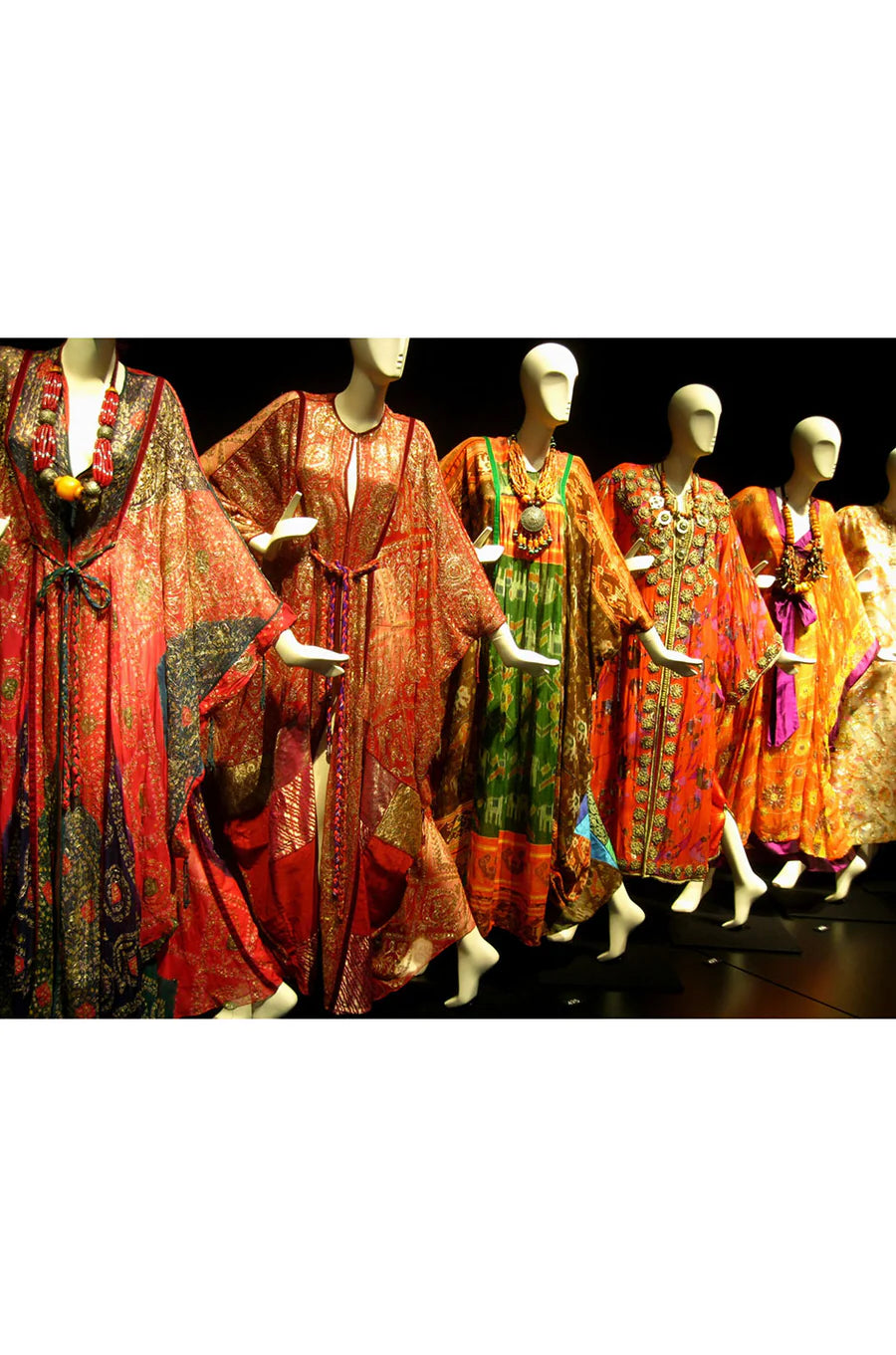 1970 Thea Porter Couture Colorful Patchwork Sheer Silk Bohemian Abaya Caftan