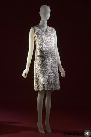 1965 Valentino Haute Couture Museum-Held Beaded Lamé Ivory Lace Mod Shift Dress