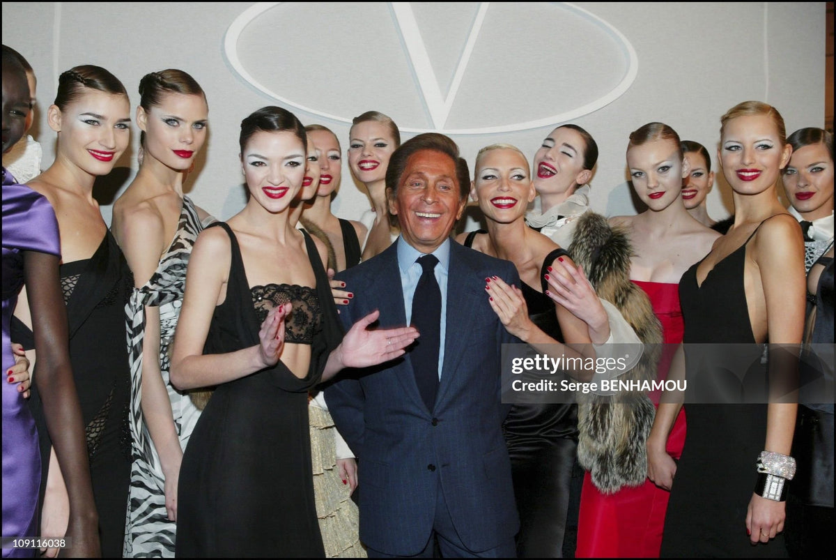 2004 Valentino Runway Beaded Bralette Draped Sheer Silk Cut-Out Gown