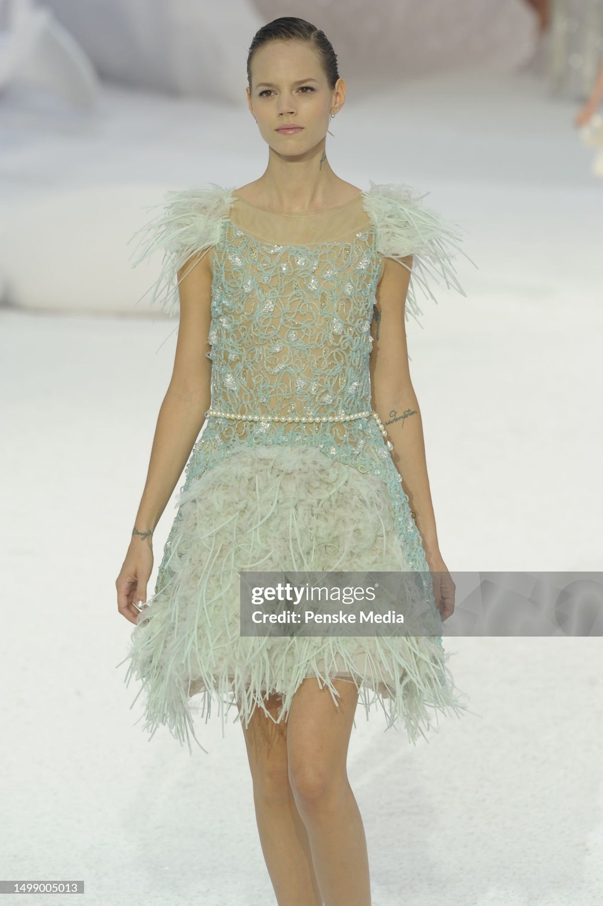 2012 Chanel by Karl Lagerfeld Documented Sheer Illusion Beaded Silk Dress w/Tags