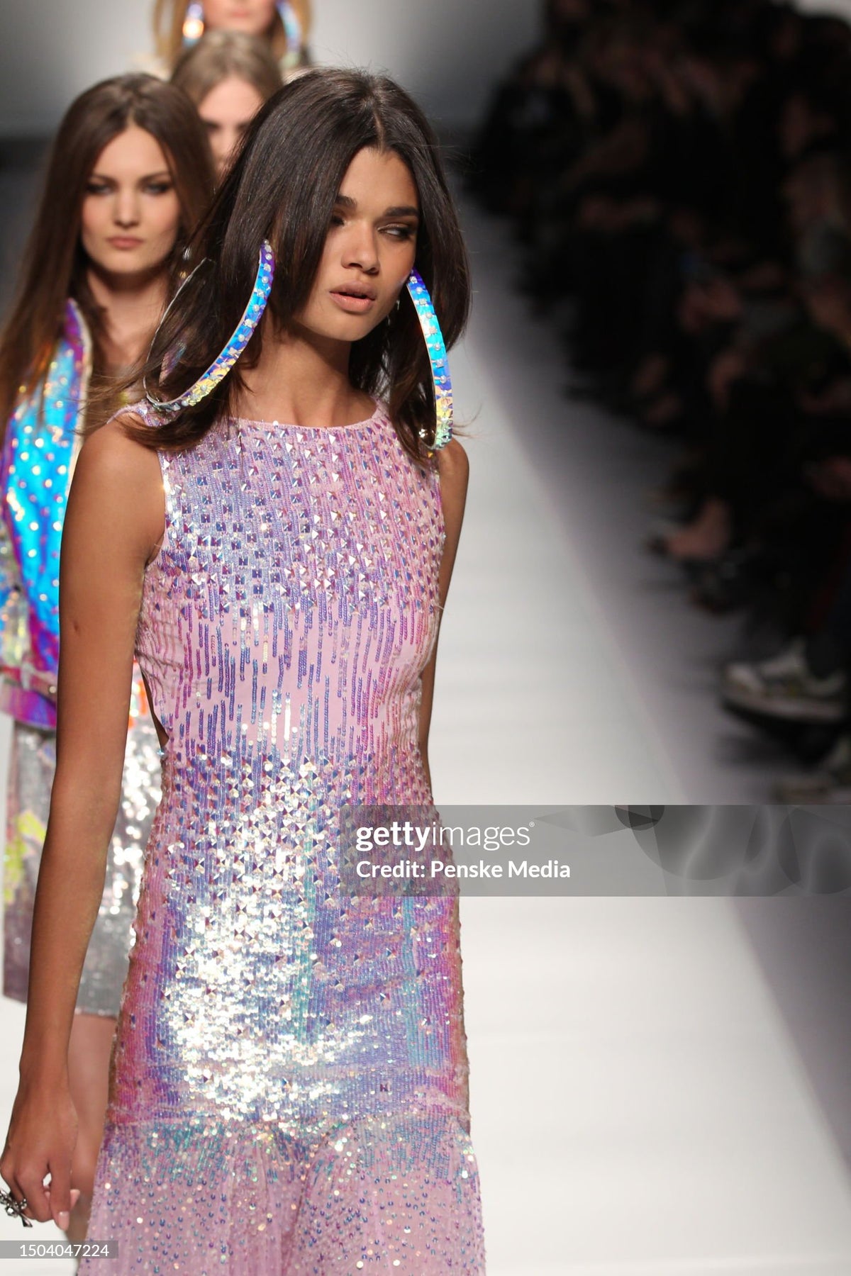 2012 Blumarine Runway Iridescent Lilac Pink Fully Sequin Cut-Out Hourglass Mermaid Gown