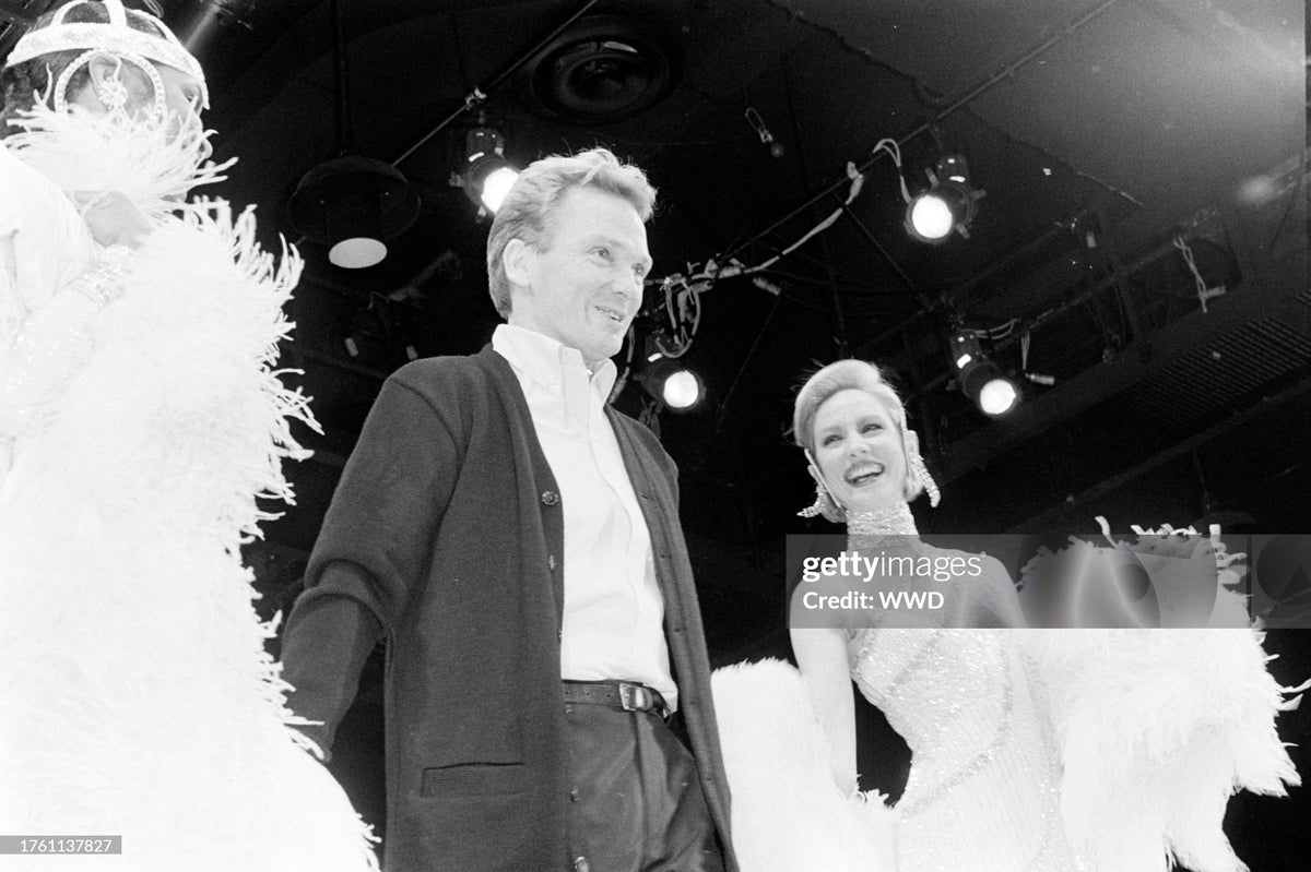 1984 Bob Mackie Couture Ivory Beaded Silk One-Shoulder Goddess Gown