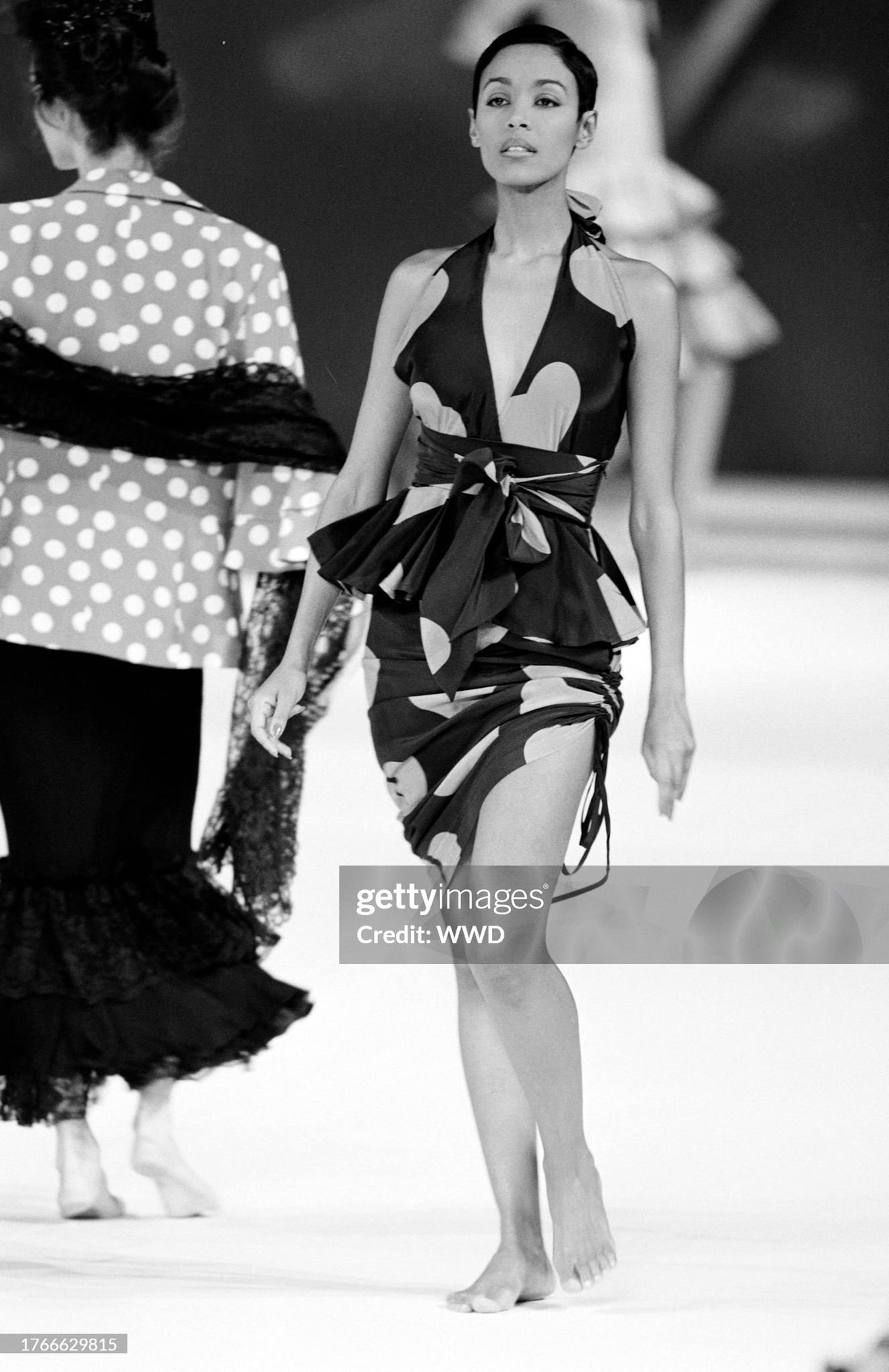 1994 Moschino Couture Documented &#39;Heartbreaker&#39; Novelty Print Silk Convertible Dress