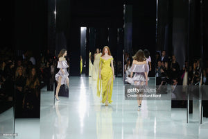 2018 Ralph & Russo Haute Couture Chartreuse Silk Satin Asymmetric Crystal Fringed Gown