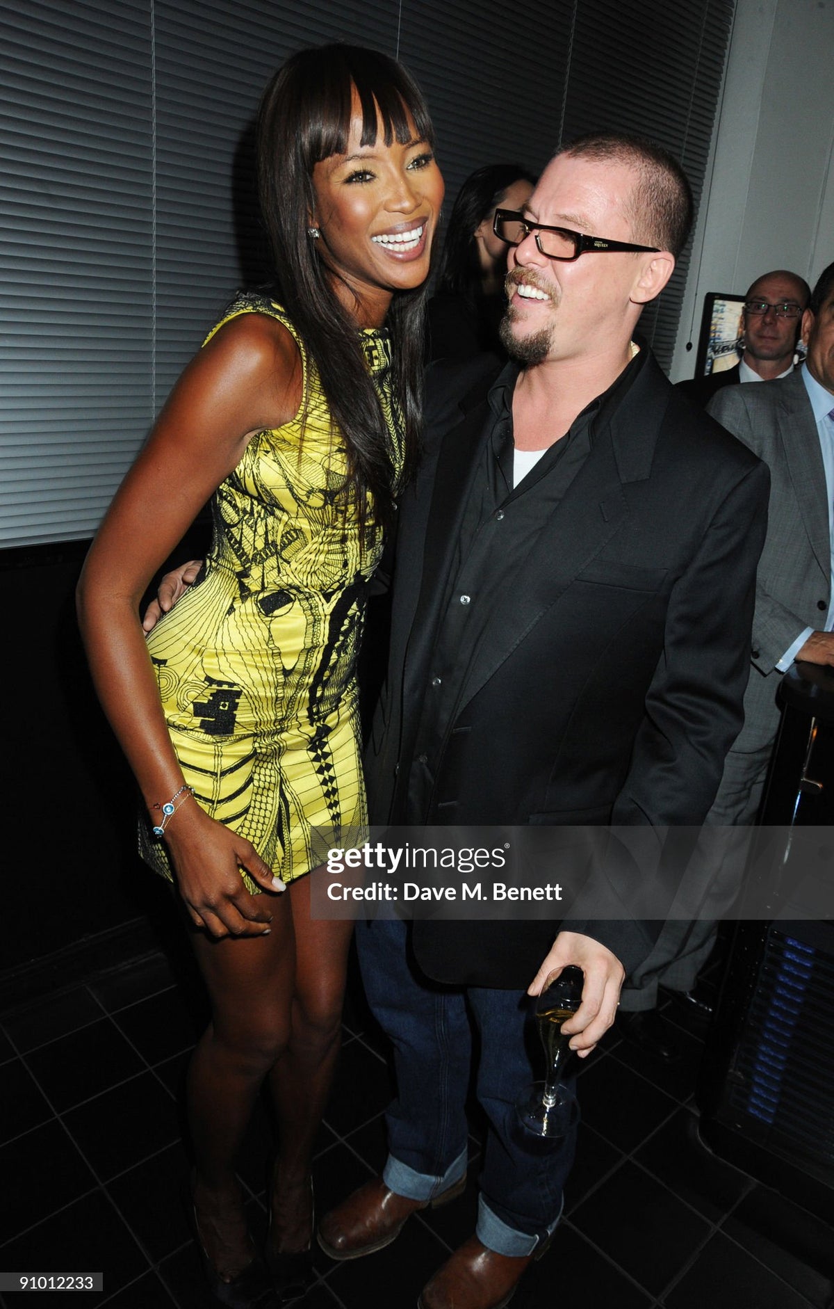 2010 Alexander McQueen Lifetime Insect Tattoo Embroidered Net-Lace Yellow Mini Dress