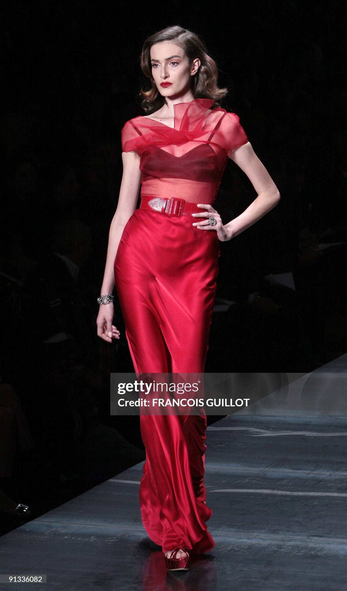2010 Christian Dior by Galliano Red Sheer Silk Black Bra Bias-Cut Gown - Timeless Vixen 2010 Christian Dior by Galliano Red Sheer Silk Black Bra Bias-Cut Gown - Timeless Vixen