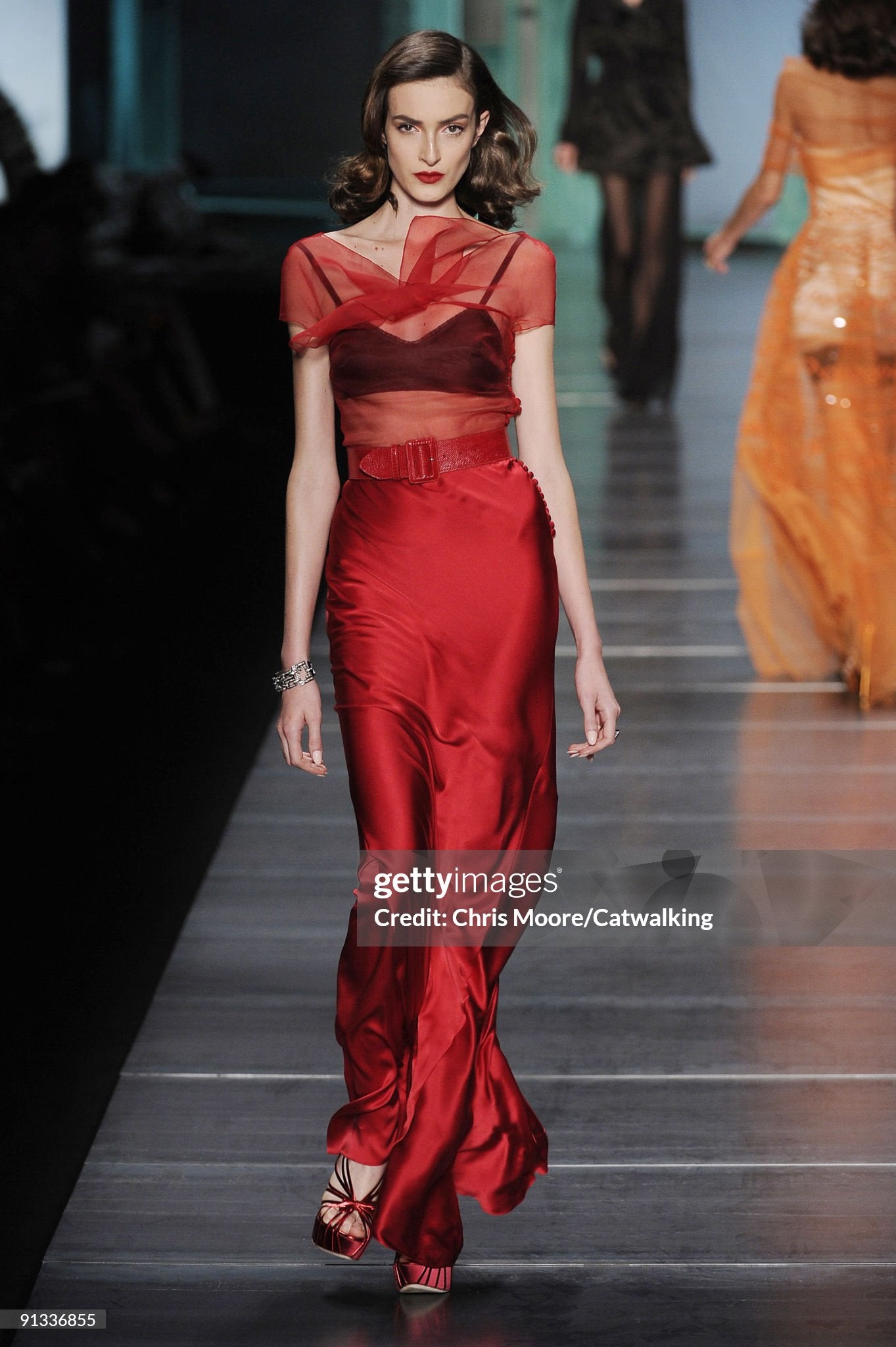 2010 Christian Dior by Galliano Red Sheer Silk Black Bra Bias-Cut Gown - Timeless Vixen 2010 Christian Dior by Galliano Red Sheer Silk Black Bra Bias-Cut Gown - Timeless Vixen