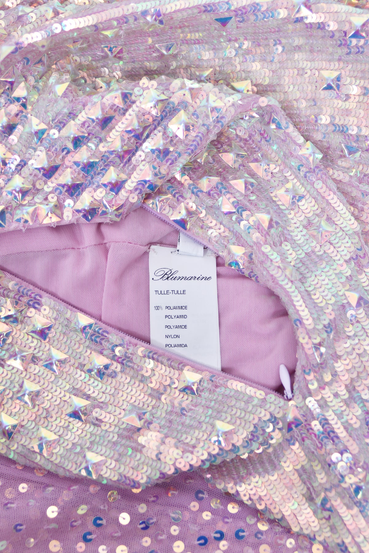 2012 Blumarine Runway Iridescent Lilac Pink Fully Sequin Cut-Out Hourglass Mermaid Gown