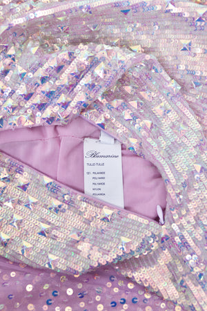 2012 Blumarine Runway Iridescent Lilac Pink Fully Sequin Cut-Out Hourglass Mermaid Gown