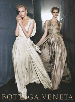2009 Bottega Veneta Heavily Pleated Ivory Silk Bustier Runway Gown w/ Tags