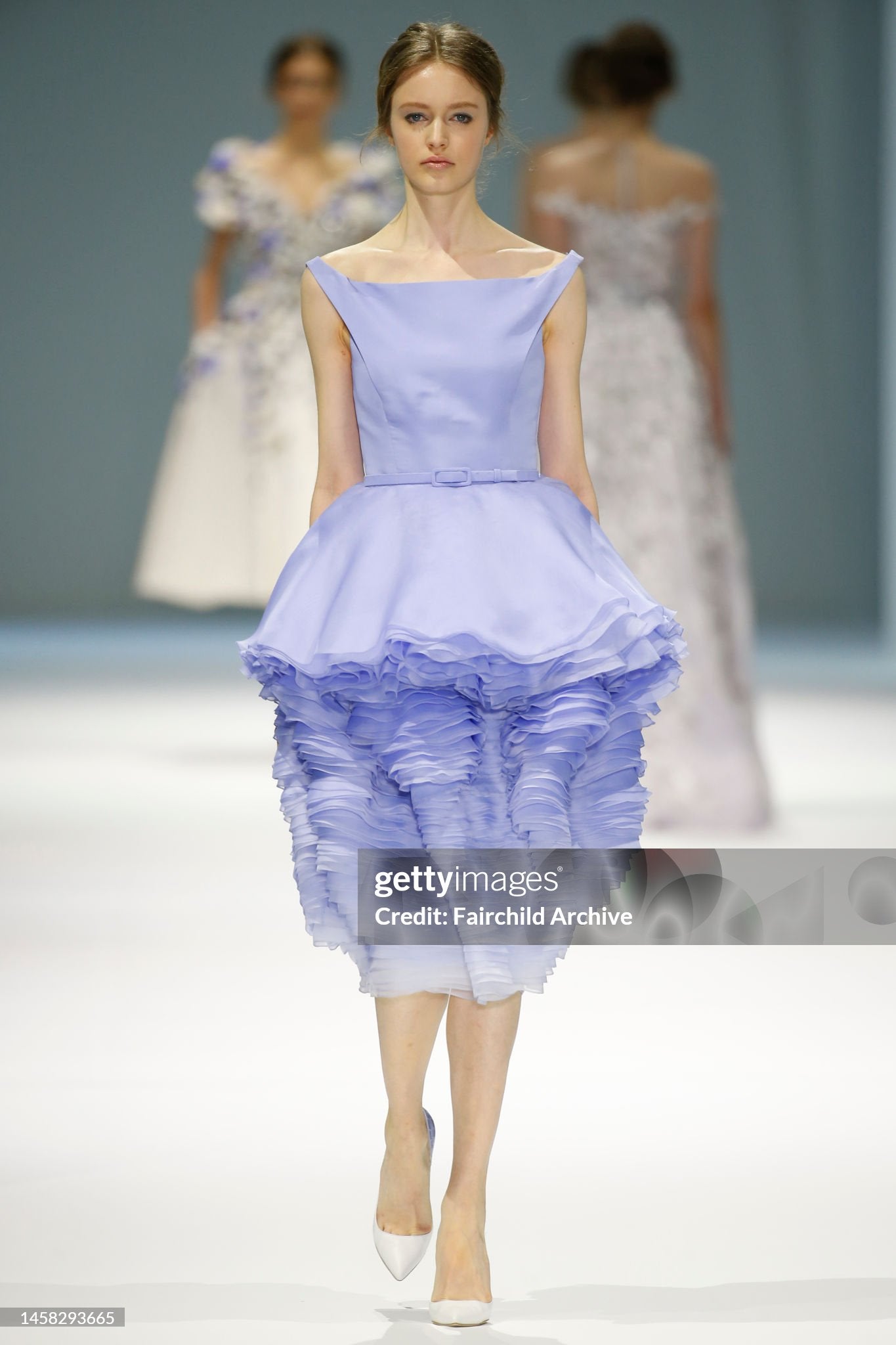 2015 Ralph & Russo Haute Couture Runway 'Blooming' Ombré Blue Silk Sculptural Dress