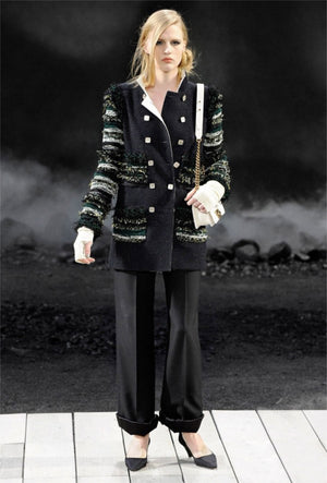 2011 Chanel by Karl Lagerfeld Runway Campaign Beaded Wool Double-Breasted Jacket