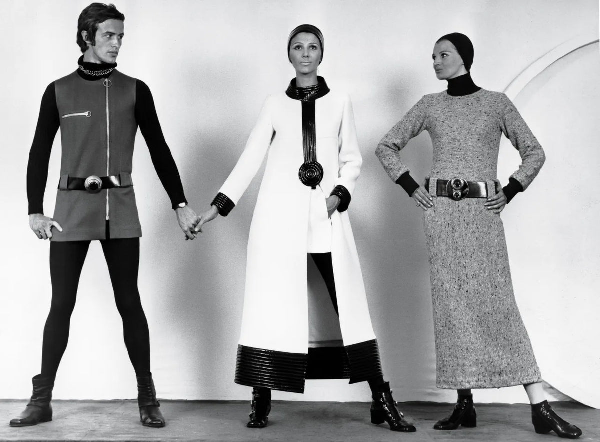 1969 Pierre Cardin Documented Red &amp; Black Vinyl Space-Age Mod Maxi Coat