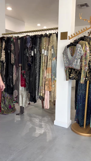 1977 Ungaro Haute Couture Runway Colorful Silk Kimono-Sleeve Tunic Blouse & Skirt Ensemble