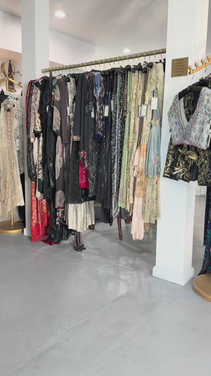 1965 Sarmi Couture Seafoam Green Jeweled Silk Chiffon Empire Plunge Grecian Gown