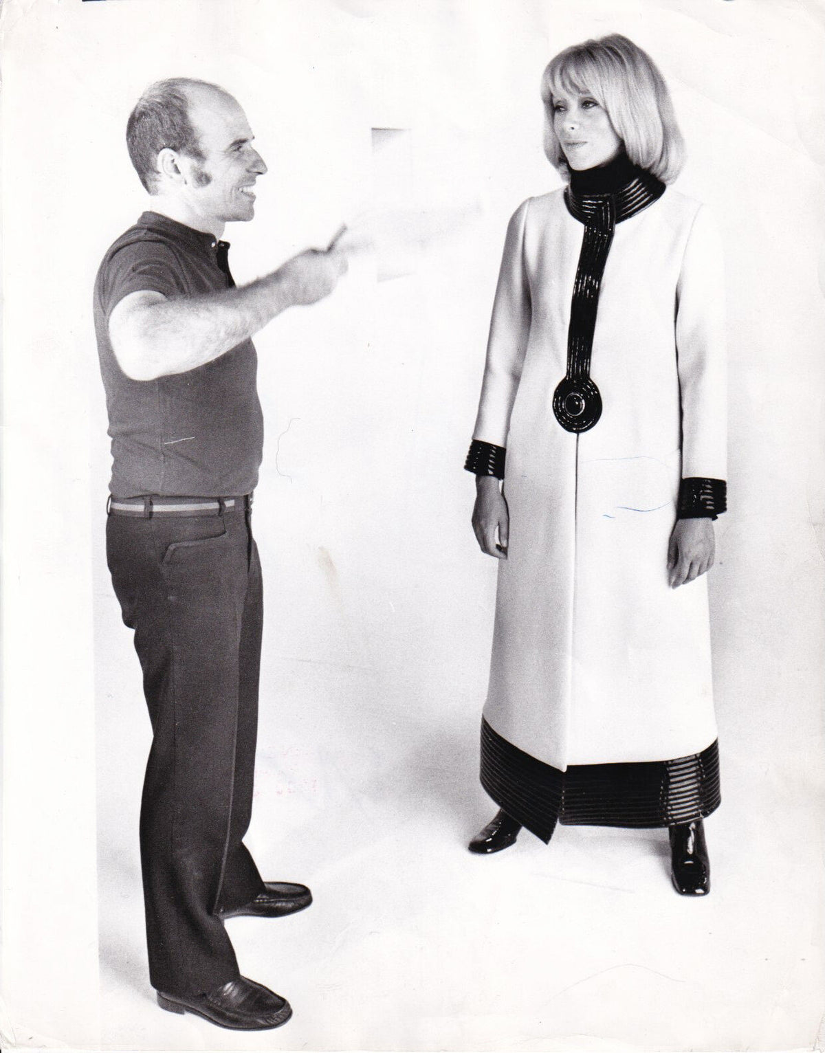 1969 Pierre Cardin Documented Red &amp; Black Vinyl Space-Age Mod Maxi Coat