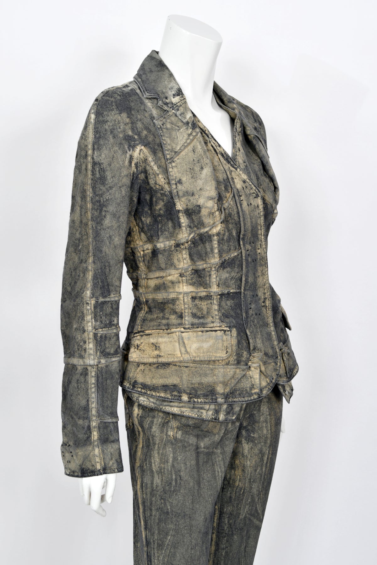 2006 Christian Dior by John Galliano Runway Painted Denim Jacket &amp; Pants w/ Tags