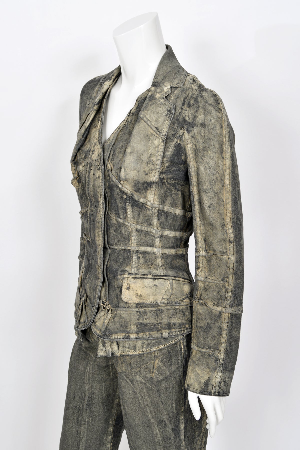 2006 Christian Dior by John Galliano Runway Painted Denim Jacket &amp; Pants w/ Tags