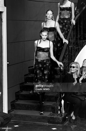 1999 Dolce & Gabbana Sheer Appliqué Floral Silk Built-In Bra Slip Dress