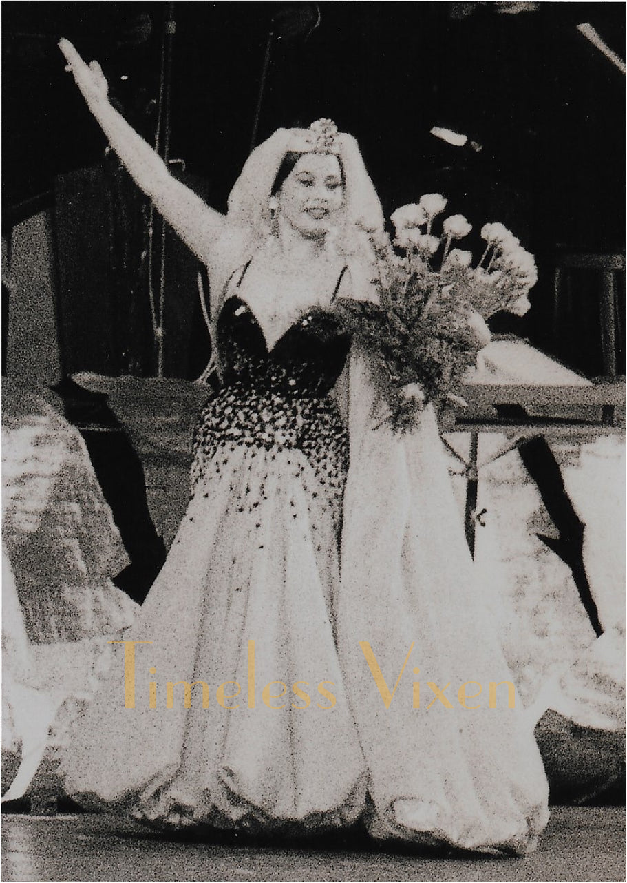 1950&#39;s Marie Latz Couture Beaded Silk Gown Ensemble Worn by Yma Sumac