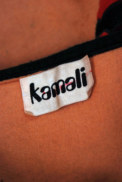 1970 Norma Kamali Couture Rare Scenic Novelty Applique Felt Lace-Up Dress