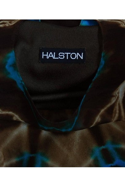 1972 Halston Couture Graphic Tie-Dye Print Silk Bohemian Maxi Dress Caftan