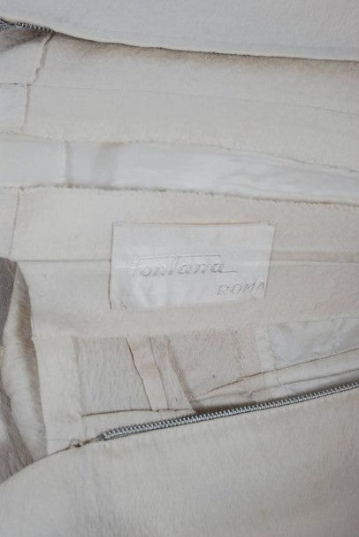 1955 Sorelle Fontana Couture Beaded Ivory Silk Tulle Shelf-Bust Cocktail Dress