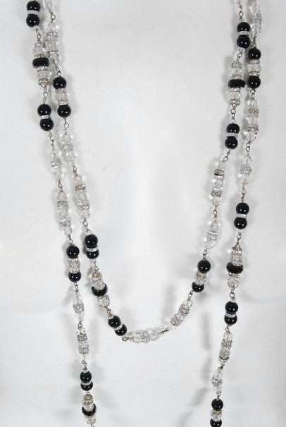 1954 Chanel by Robert Goossens Rare Crystal Metal Long Sautoir Couture Necklace