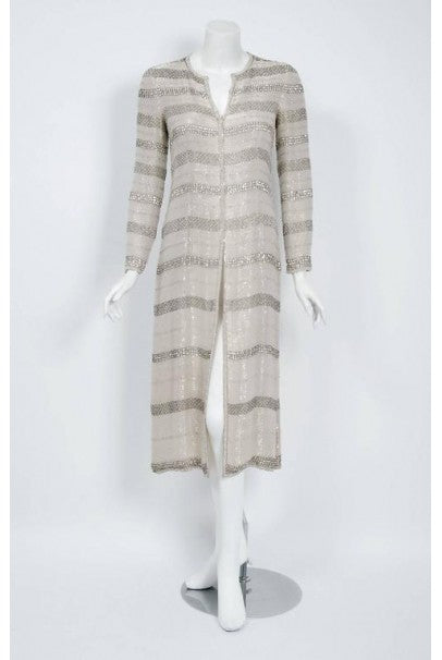 1976 Chanel Haute-Couture Rare Beaded Lesage Silk Jacket &amp; Pleated Dress Skirt