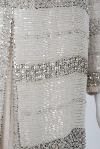 1976 Chanel Haute-Couture Rare Beaded Lesage Silk Jacket &amp; Pleated Dress Skirt