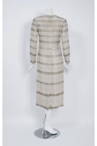 1976 Chanel Haute-Couture Rare Beaded Lesage Silk Jacket &amp; Pleated Dress Skirt