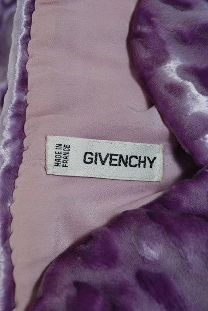1990 Givenchy Haute-Couture Lavender Leopard Print Silk-Velvet Strapless Gown