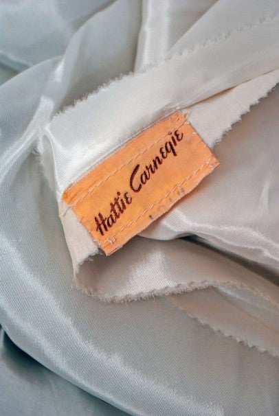 1951 Hattie Carnegie Black &amp; White Lace Illusion Asymmetric Strapless Gown