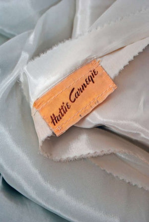 1951 Hattie Carnegie Black & White Lace Illusion Asymmetric Strapless Gown