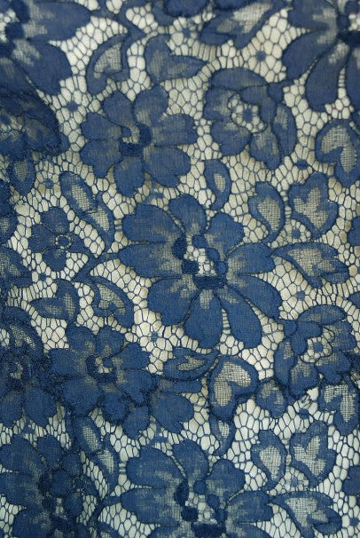 1959 Pierre Balmain Paris Navy Lace Illusion Strapless Cocktail Dress Ensemble