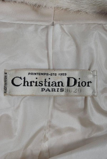 1959 Yves Saint Laurent for Christian Dior Haute-Couture Ivory Silk &amp; Mink Coat
