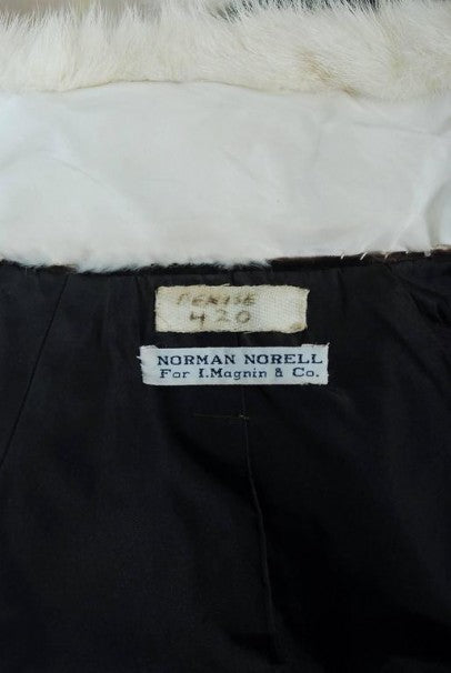 1970 Norman Norell Documented Brown Velvet &amp; Ivory-White Mink Fur Princess Coat